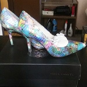 Aqua Snake Skin Pumps